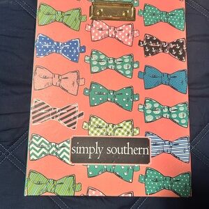Simply Southern Kids Bow Tie Clipboard - Coral and Multicolor